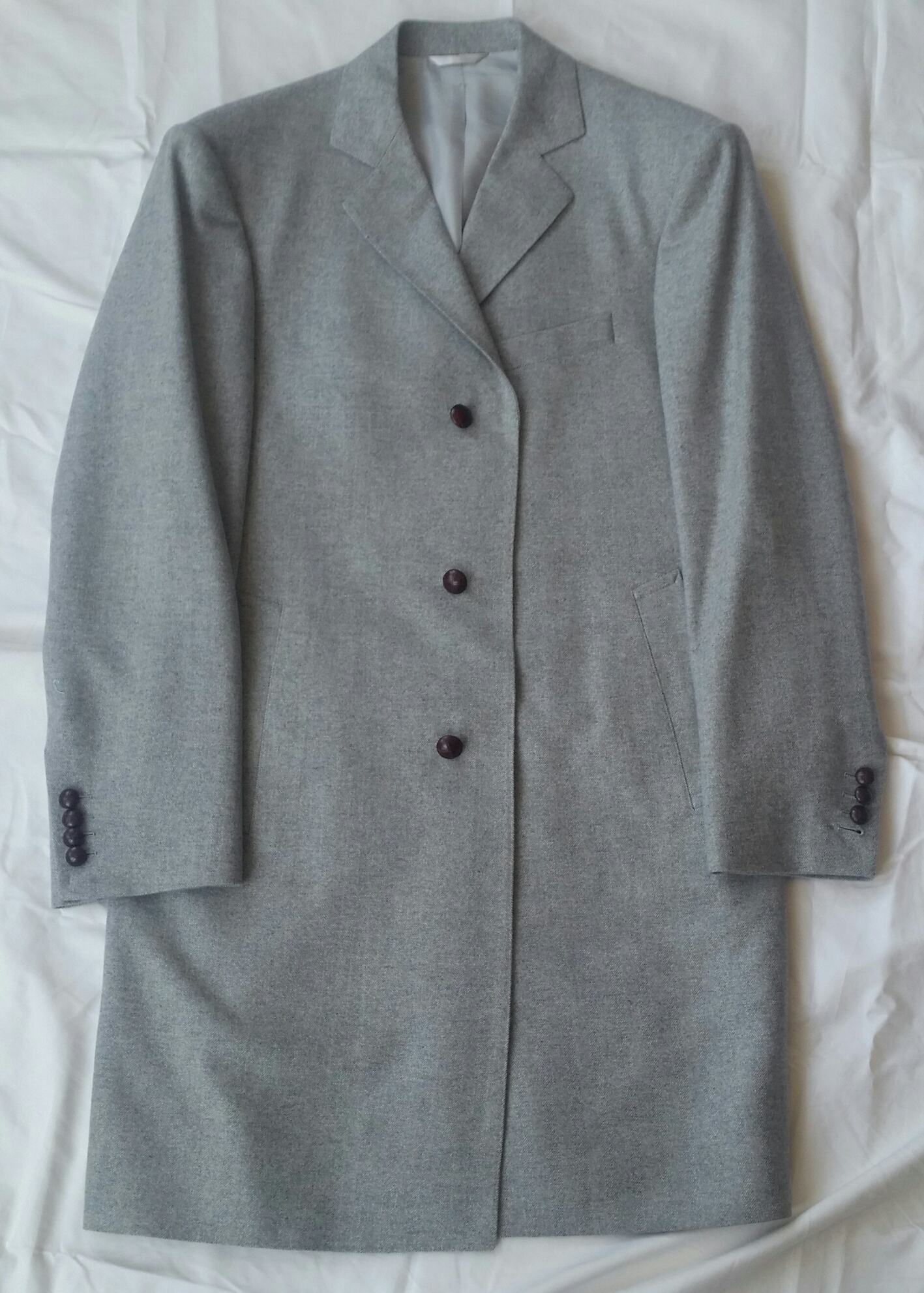 Light Grey cashmere herringbone coat