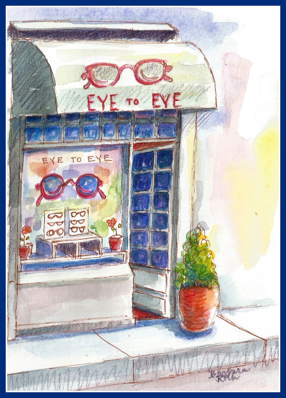 Painting of a Paris Eye Glass Shop by Barbara Roth, inspired by we don't really know......................