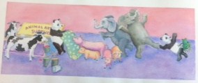 This is a painting I did for a book I wrote about animals who will decorate your house for you. I am thinking of self publishing it, would you buy it?