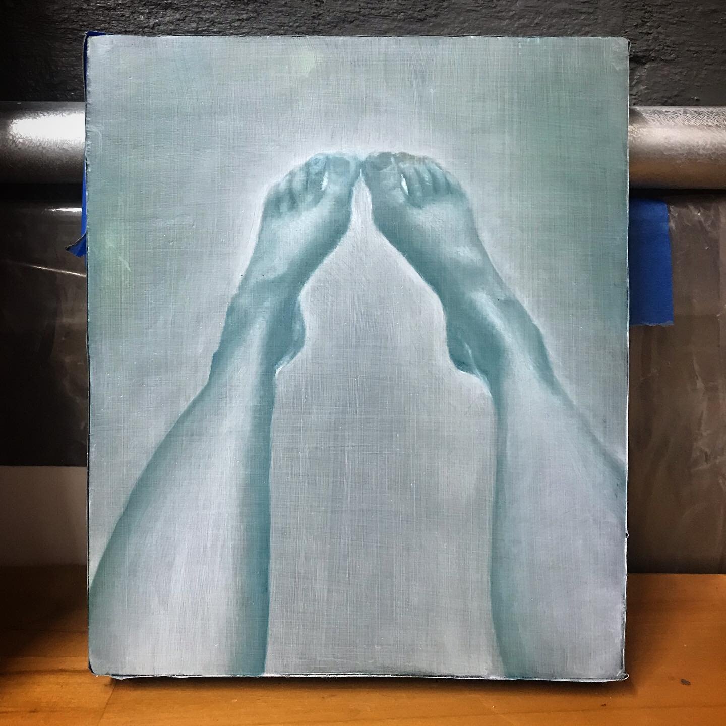 A tiny little painting &mdash; 6 x 4 inches.  Playing with our most familiar supports, ungrounding them and allowing them to float. 
.
.
.
.
.
.
.
.
.
.
#art #fineart #contemporaryart #painting #contemporarypainting #figurativeart #figurativepainting
