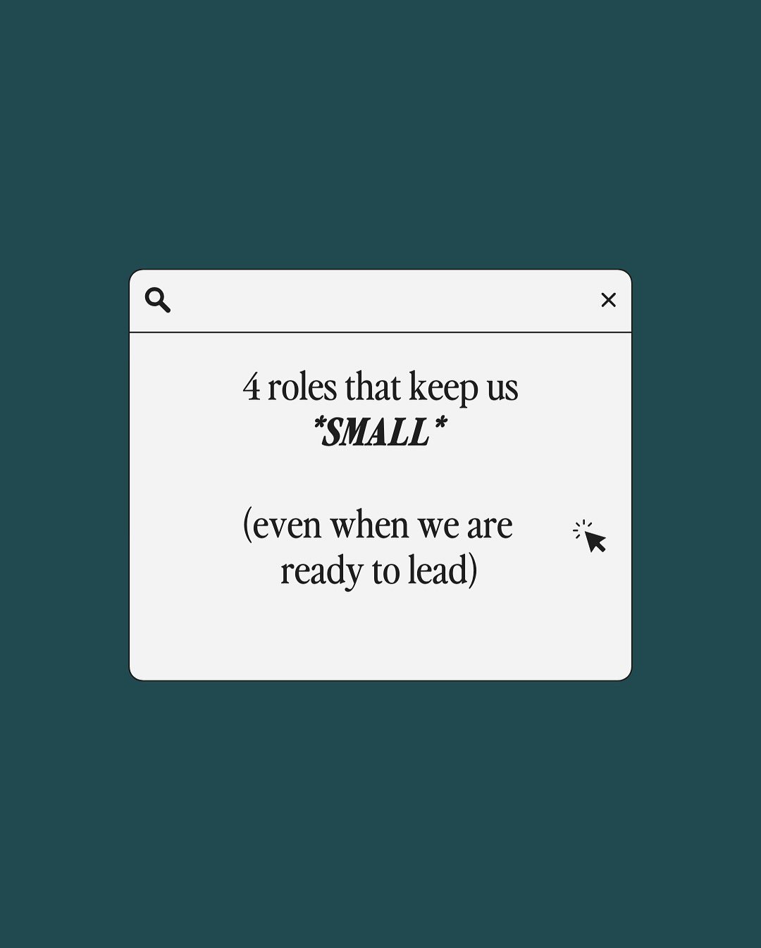 The 4 roles that keep us small &mdash; even when we&rsquo;re ready to lead.

🧠 If you constantly question whether you&rsquo;re &ldquo;too much&rdquo; or &ldquo;not enough,&rdquo; you might be operating from one of these:
😇 The Good Girl &mdash; see