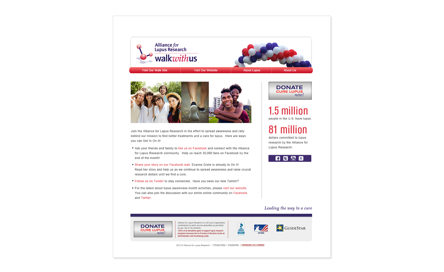 Alliance for Lupus Research Walk Program E-Newsletter