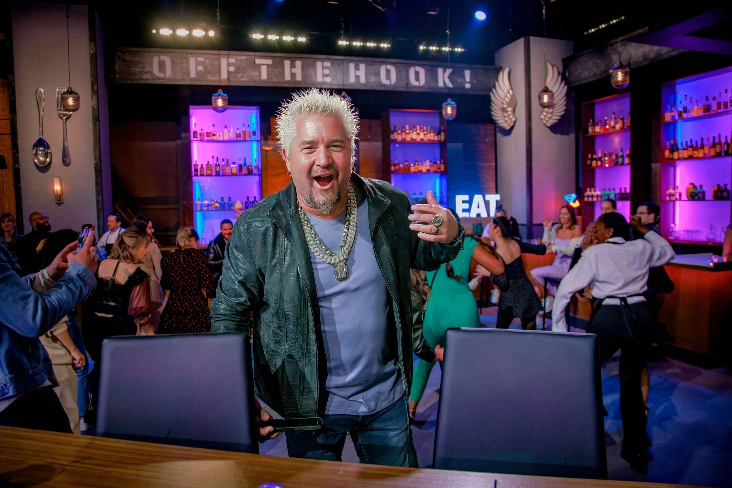 GUY FIERI ON THE SET OF "GUY'S ULTIMATE GAME NIGHT"