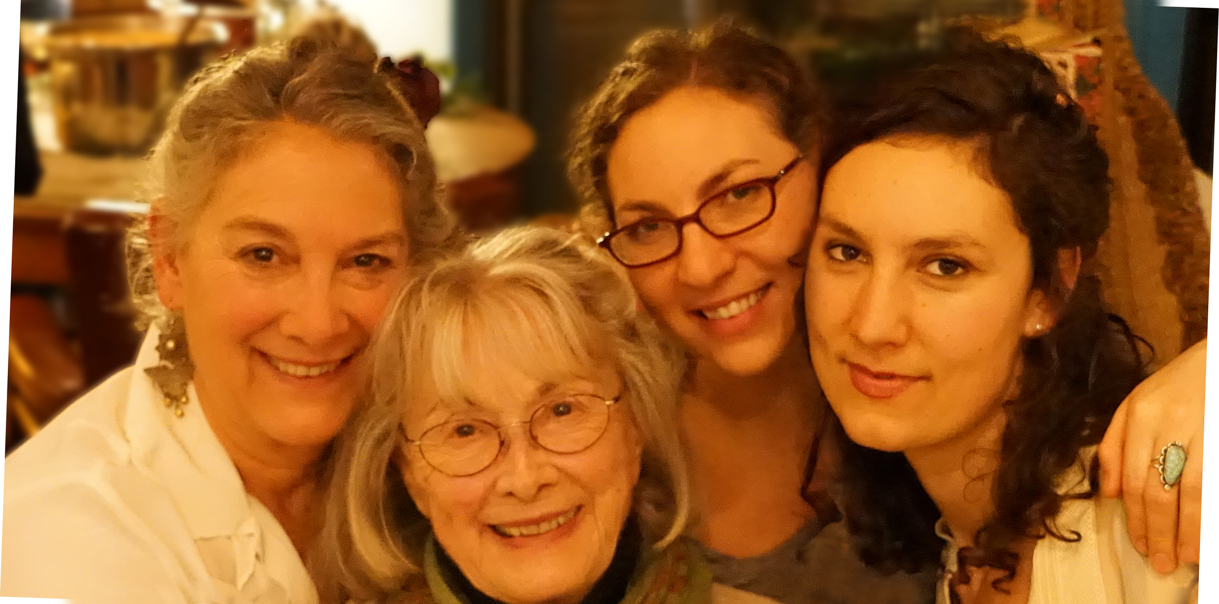 2014, Linda Wolf with her mother, poet, Barbara Wolf, and daughters Genevieve Smeeth and Heather Wolf