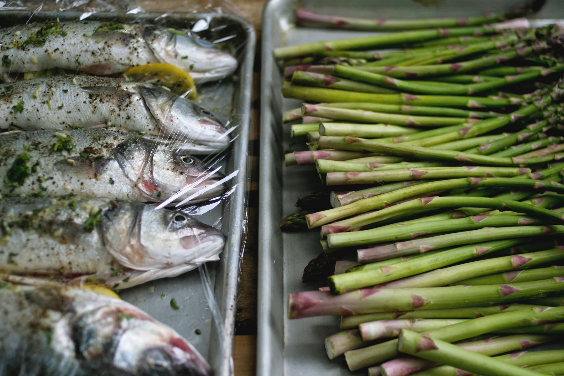 Bronzini and asparagus.