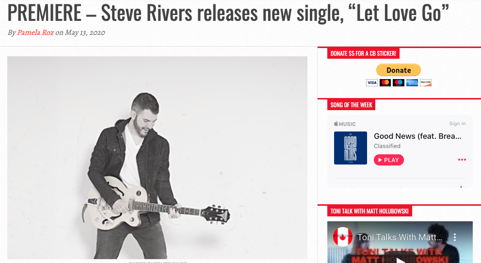 PREMIERE – Steve Rivers releases new single, “Let Love Go”