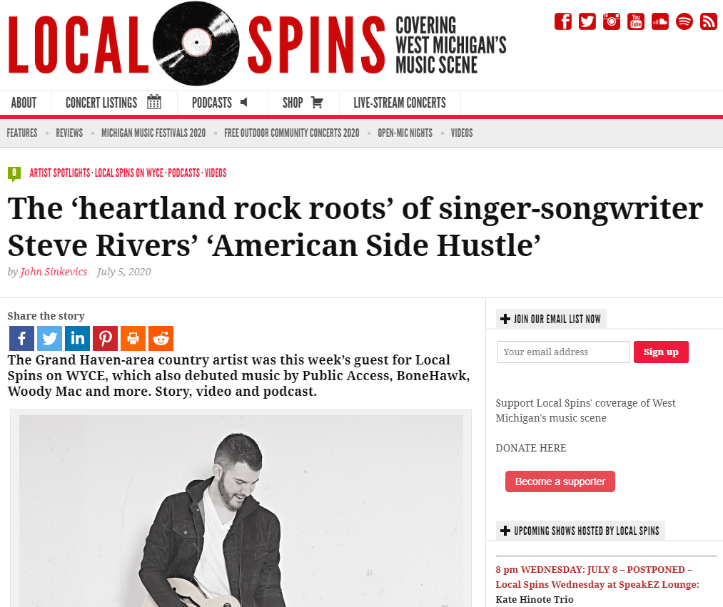The 'heartland rock roots' of singer-songwriter Steve Rivers' 'American Side Hustle'