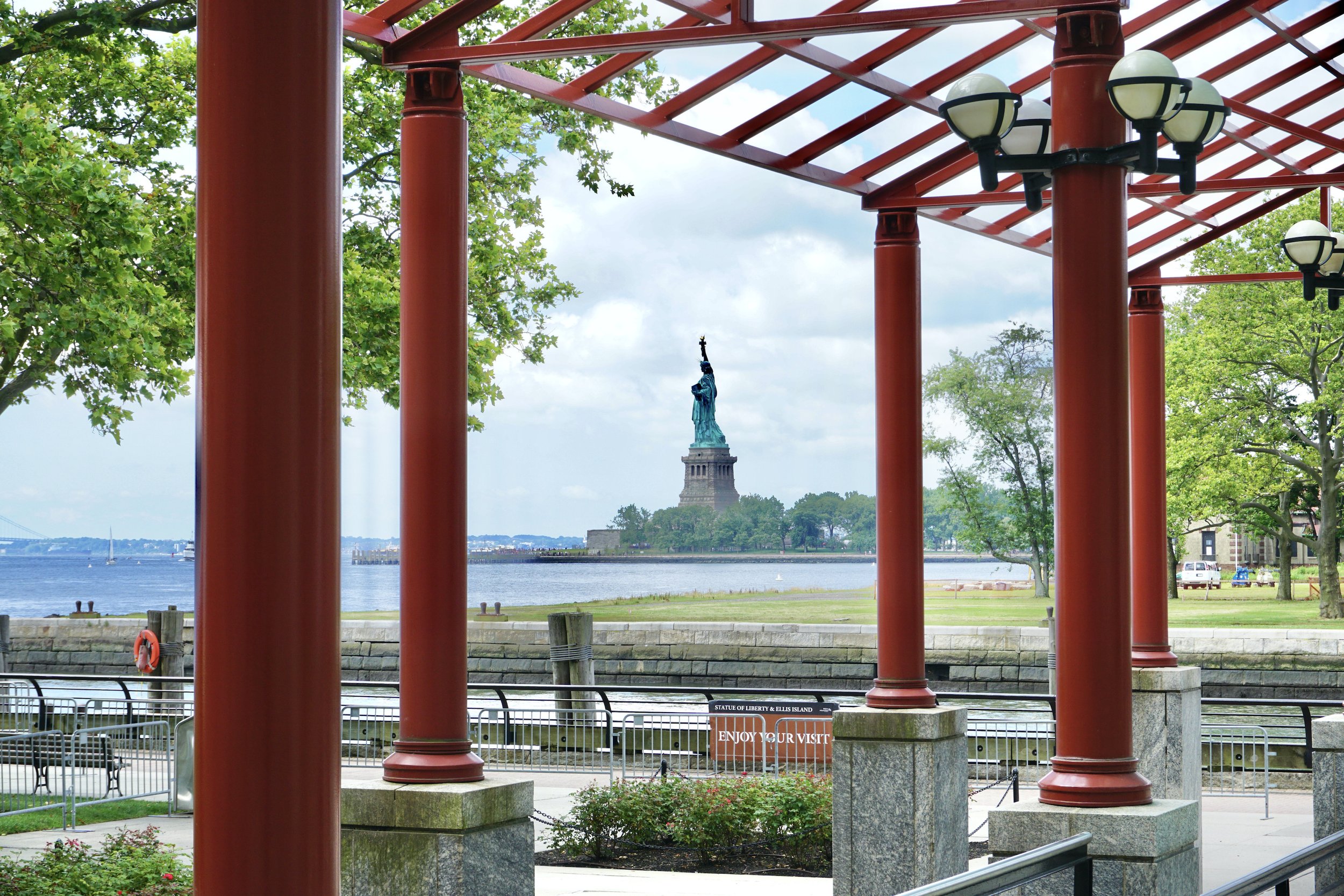 Lady Liberty framed from Ellis Island