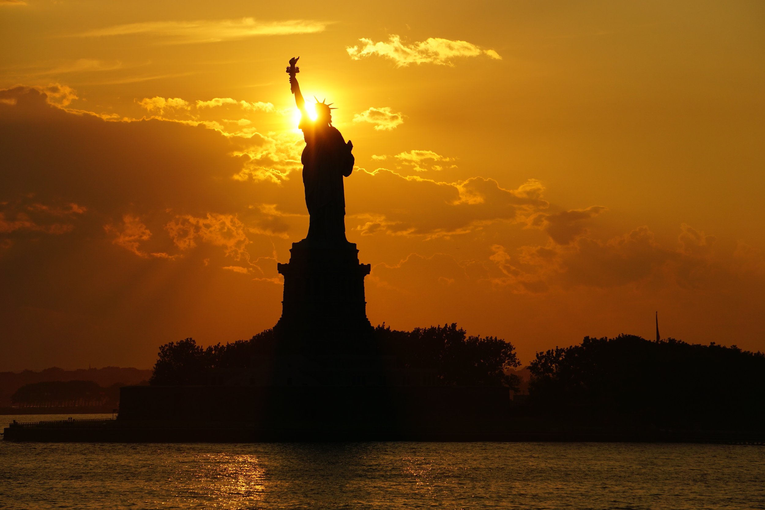 Sunset at The Statue of Liberty