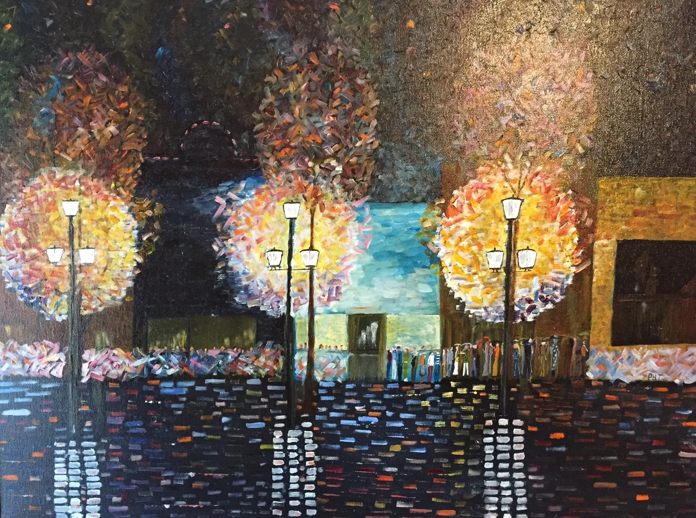 Downtown / 18 by 24 / framed, oil on canvas / $450
