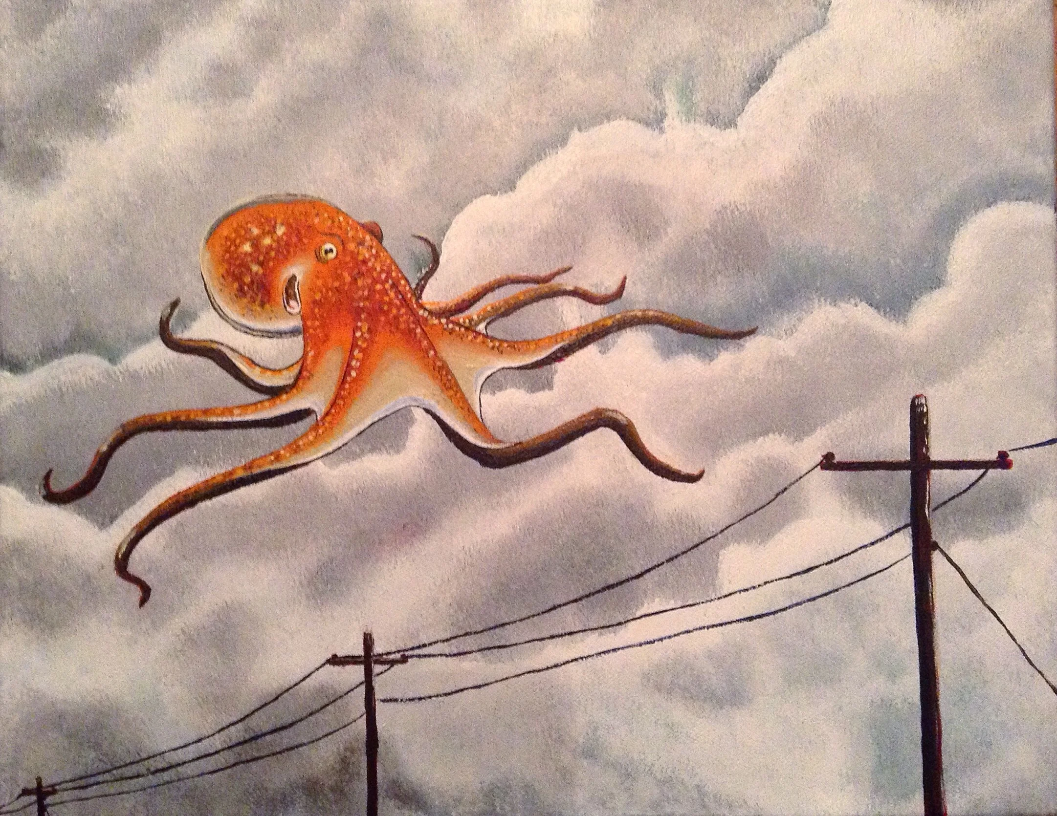Unidentified Flying Octopus / acrylic, 11x14in / $200
