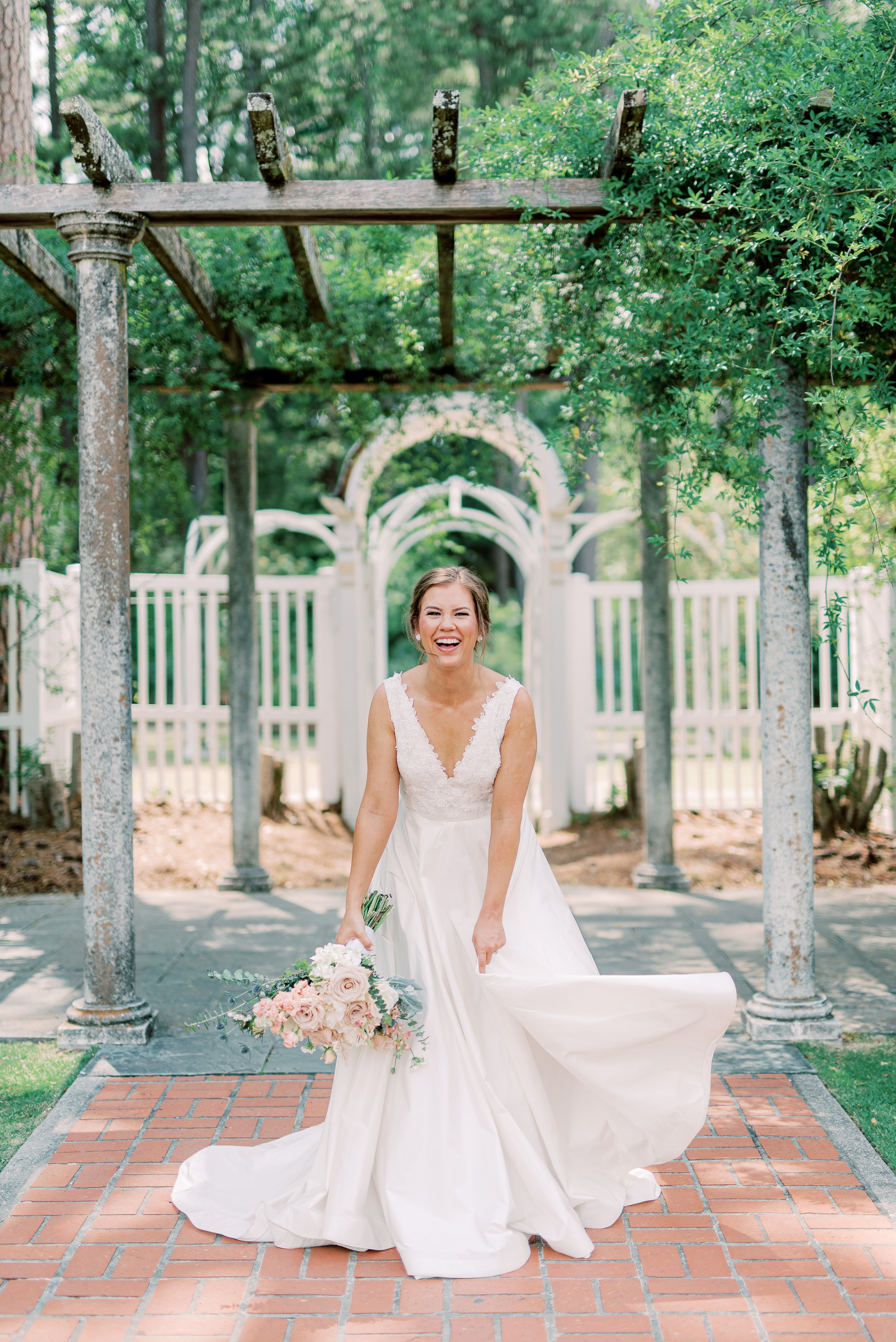  Bustle Bride, Emily Criswell, in her beautiful lace wedding gown. 
