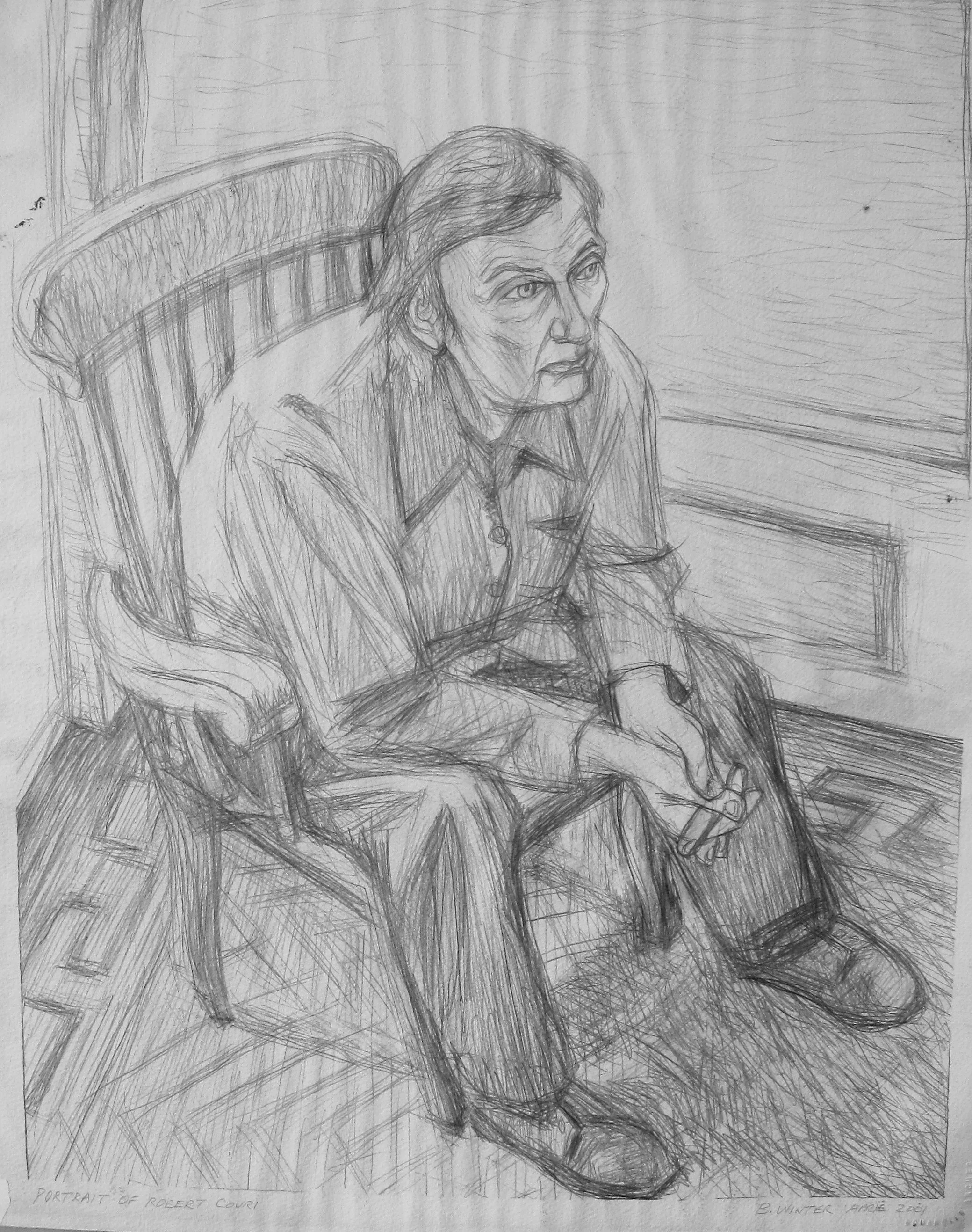 Portrait of Robert Couri  pencil on paper, 30"x 20", 2001 