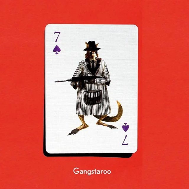 Hop hop, pop, pop. #gangster #gangster #kangaroo #damnitfeelsgoodtobeagangsta #puns #playingcards #bicycle #dailycritter #dailycrittercards