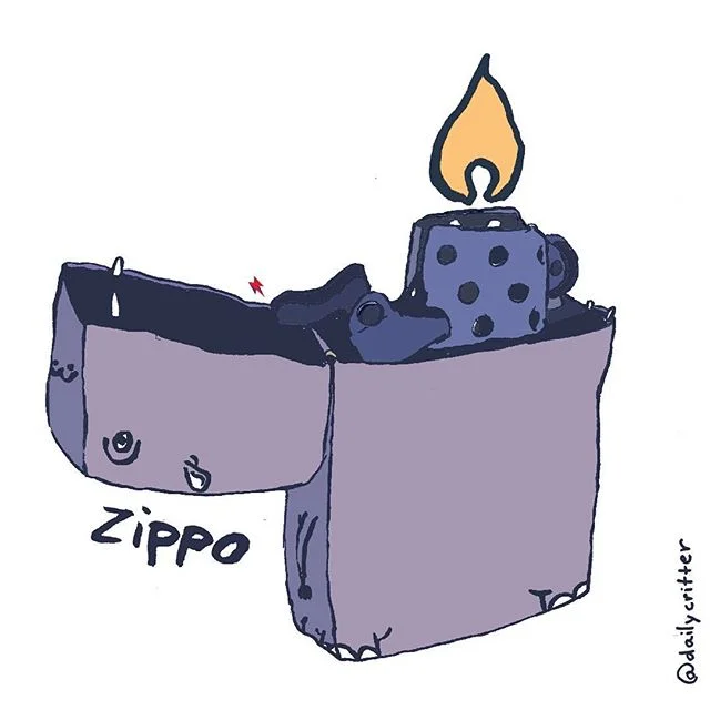 A heavier lighter for you #hippo #zippo #lighter #animals #wordplay #puns #dailycritter #daily #illustration #funny