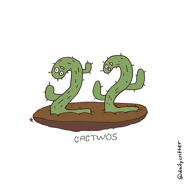 Twogether fourever. #22 #cactus #cactuslover #puns #punny #wordplay #illustration #character #characterdesign #dailycritter