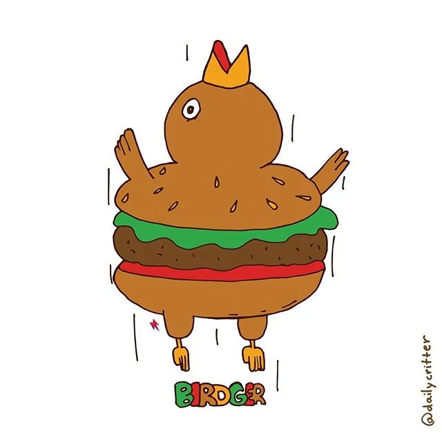 Not a chicken sandwich. #birdger #burger #bird #birds #birdup #puns #punny #lol #lmao #wordplay #dailycritter