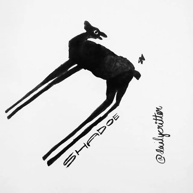 As dark as Bambi #doe #shadows #wordplay #puns #dailycritter #daily #illustration #ink #shapes