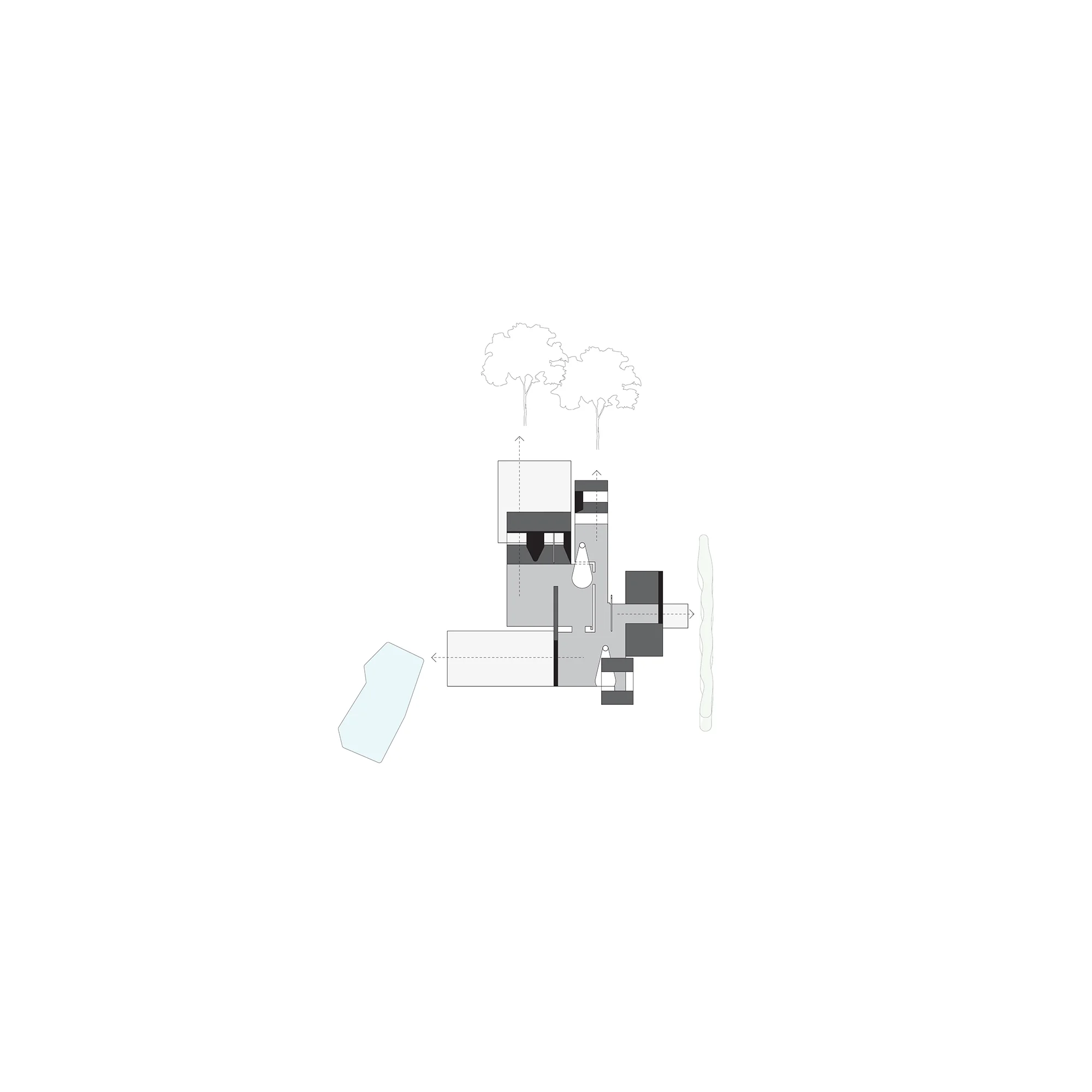 idea drawing - rooms, thick edges and gardens