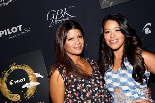  Actresses Andrea Navedo (L) and Golden Globe winner Gina Rodriguez attend the Pilot Pen and GBK Luxury Lounge honoring Golden Globe nominees and presenters held at the W Hollywood on January 10, 2015 in Hollywood, California. (Photo by Tommaso Bodd