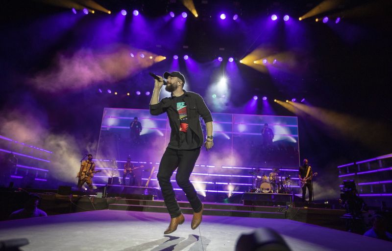 Sam Hunt performs Saturday night at the Stagecoach country music festival in Indio. (Allen J. Schaben / Los Angeles Times)