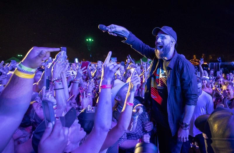 Sam Hunt performs Saturday night at the Stagecoach country music festival in Indio. (Allen J. Schaben / Los Angeles Times)
