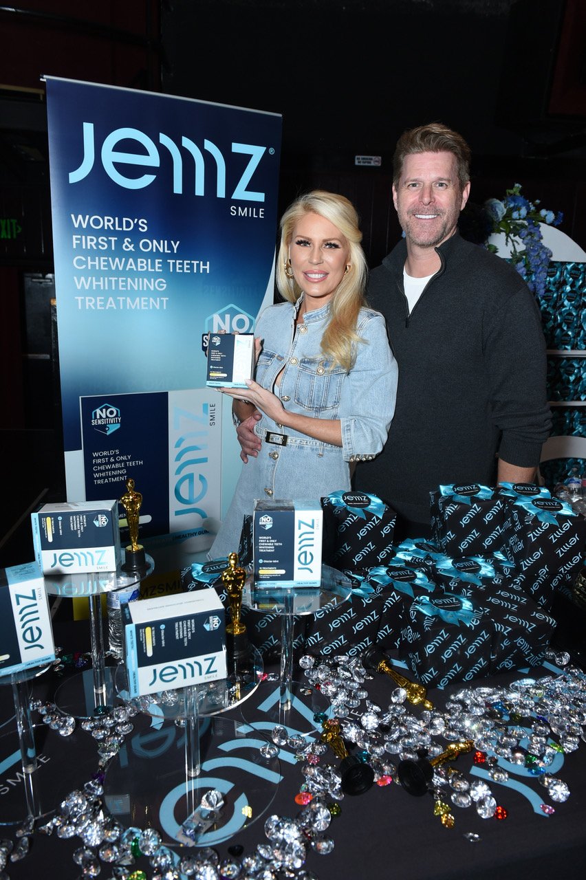   Real Housewives of Orange County' star, Gretchen Rossi and husband Slade Smiley with&nbsp;   JEMZ SMILE    treatments , &nbsp; at the  ECOLUXE Pre-Oscars Luxury Lounge, benefitting The Wild Beauty Foundation and Marley’s Mutts Dog Rescue Ranch, pre