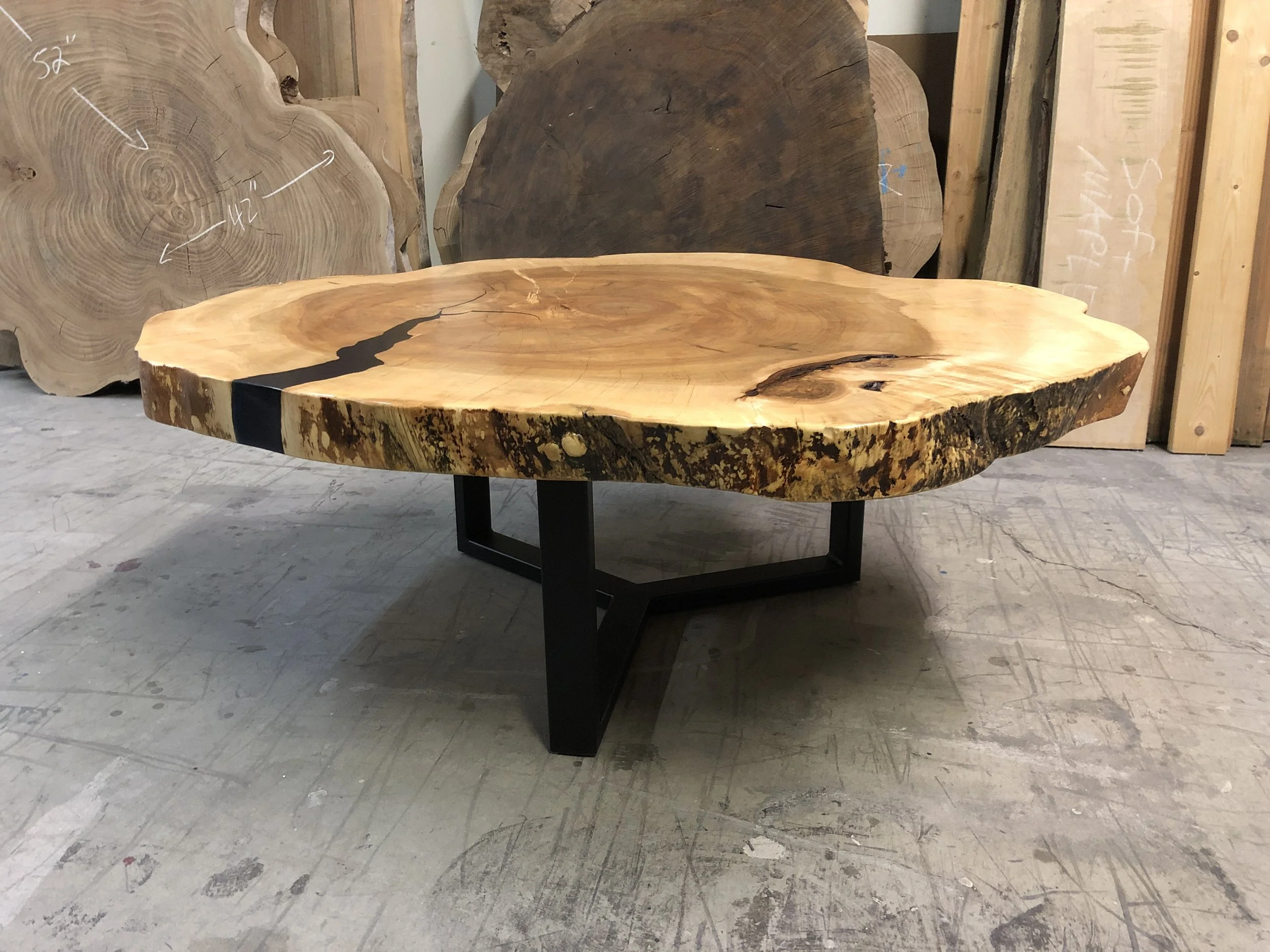 Large Maple Crosscut Coffee Table - P10810 — Pasadenaville Live