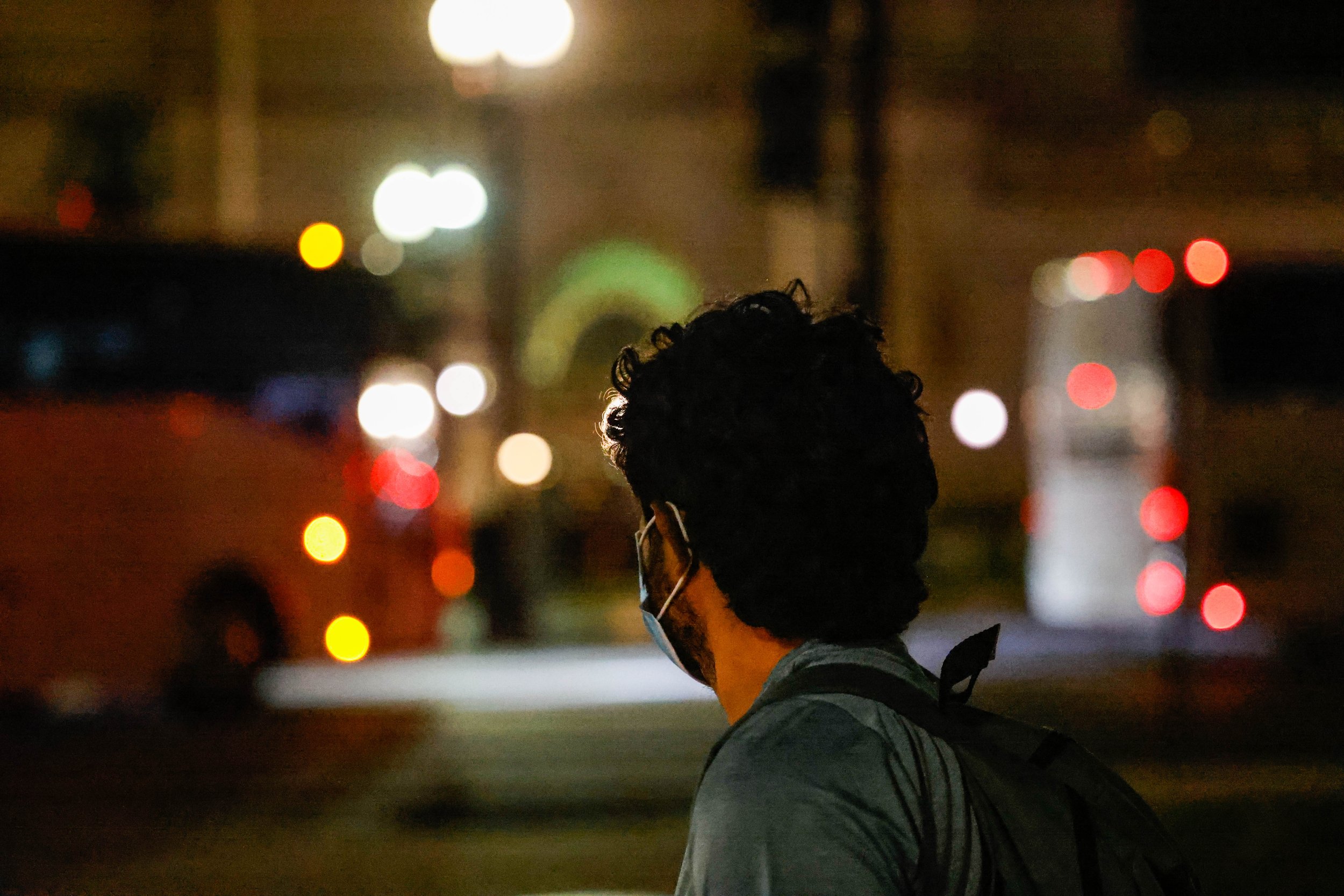  Victor Rodriguez, 26, looks at the buses where migrants arrived, including him, as they leave the area in Washington, D.C. on Thursday, April 21, 2022. Rodriguez, originally from Venezuela, requested to be part of those who are using the service off