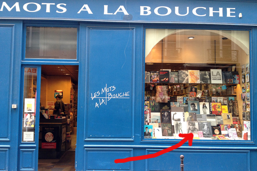   The shop window of the famous Paris&nbsp;book store Les Mots a Bouche with “Outback Bushmen” displayed  