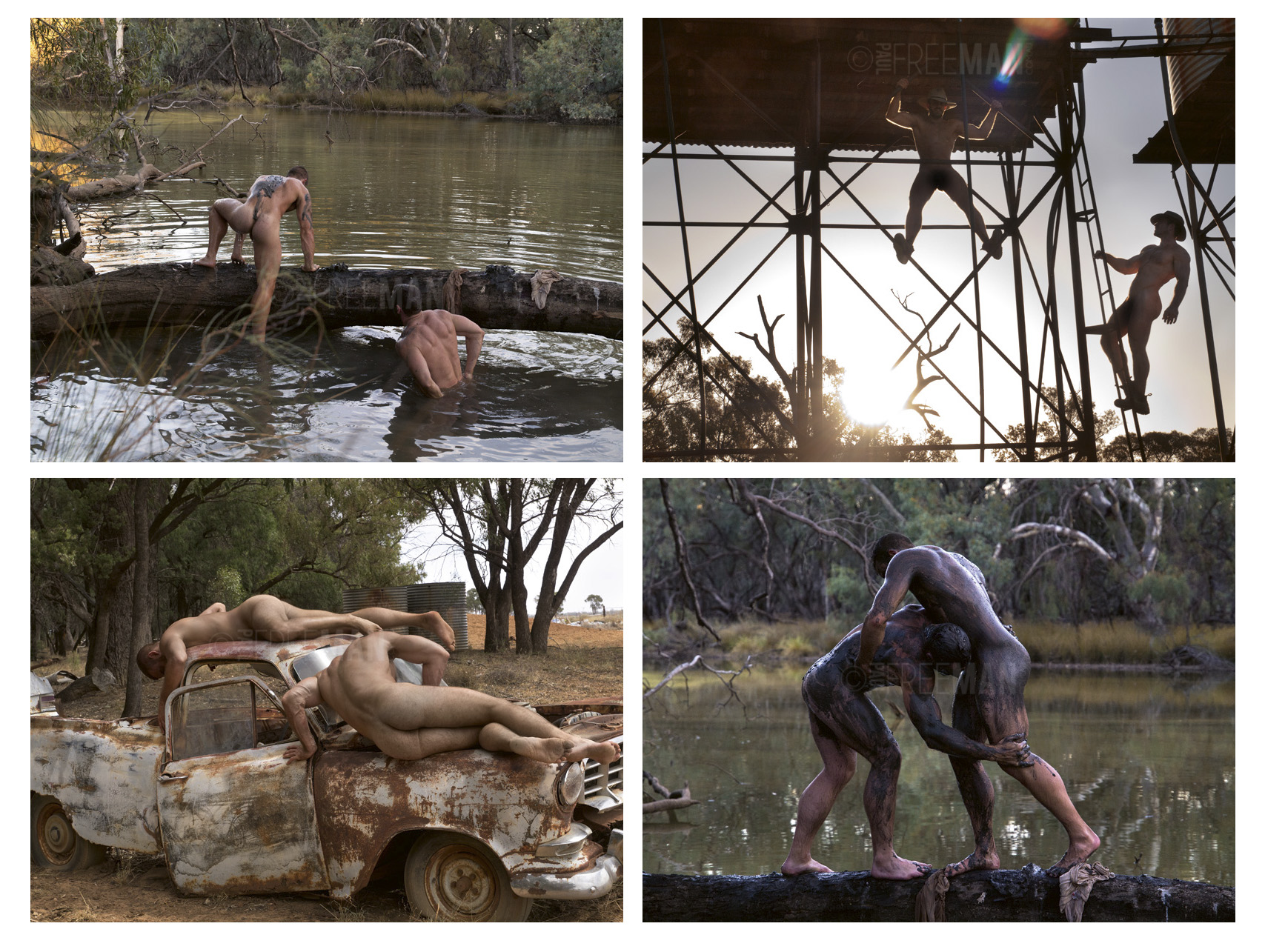 Four photographs from one of the shooting trips made for Larrikin