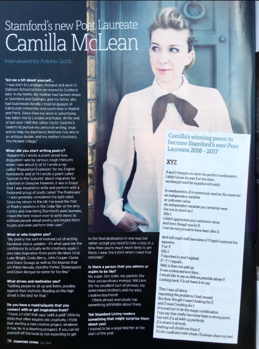 Poet Laureate Camilla McLean, photographed by me in May 2016