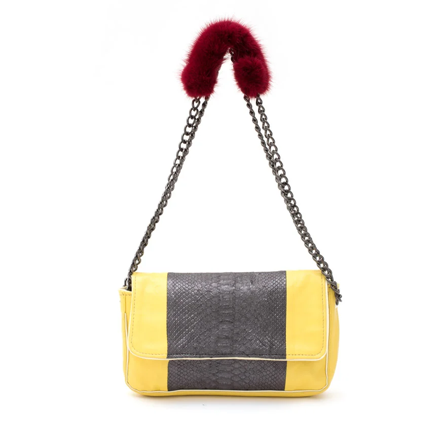Unique Yellow Handgag Silver Python