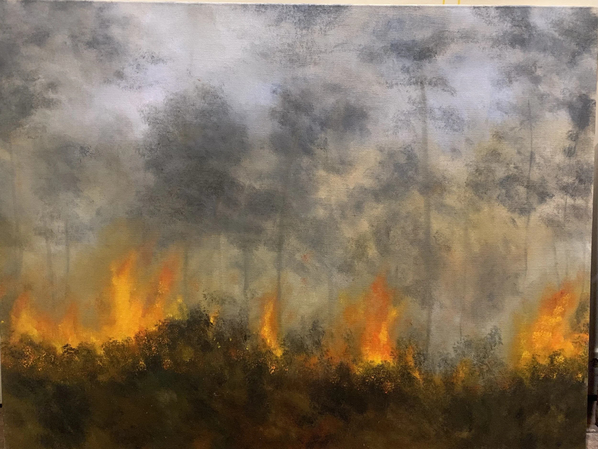  Incendie I, Huile sur Toile, 89 x 116 cm 