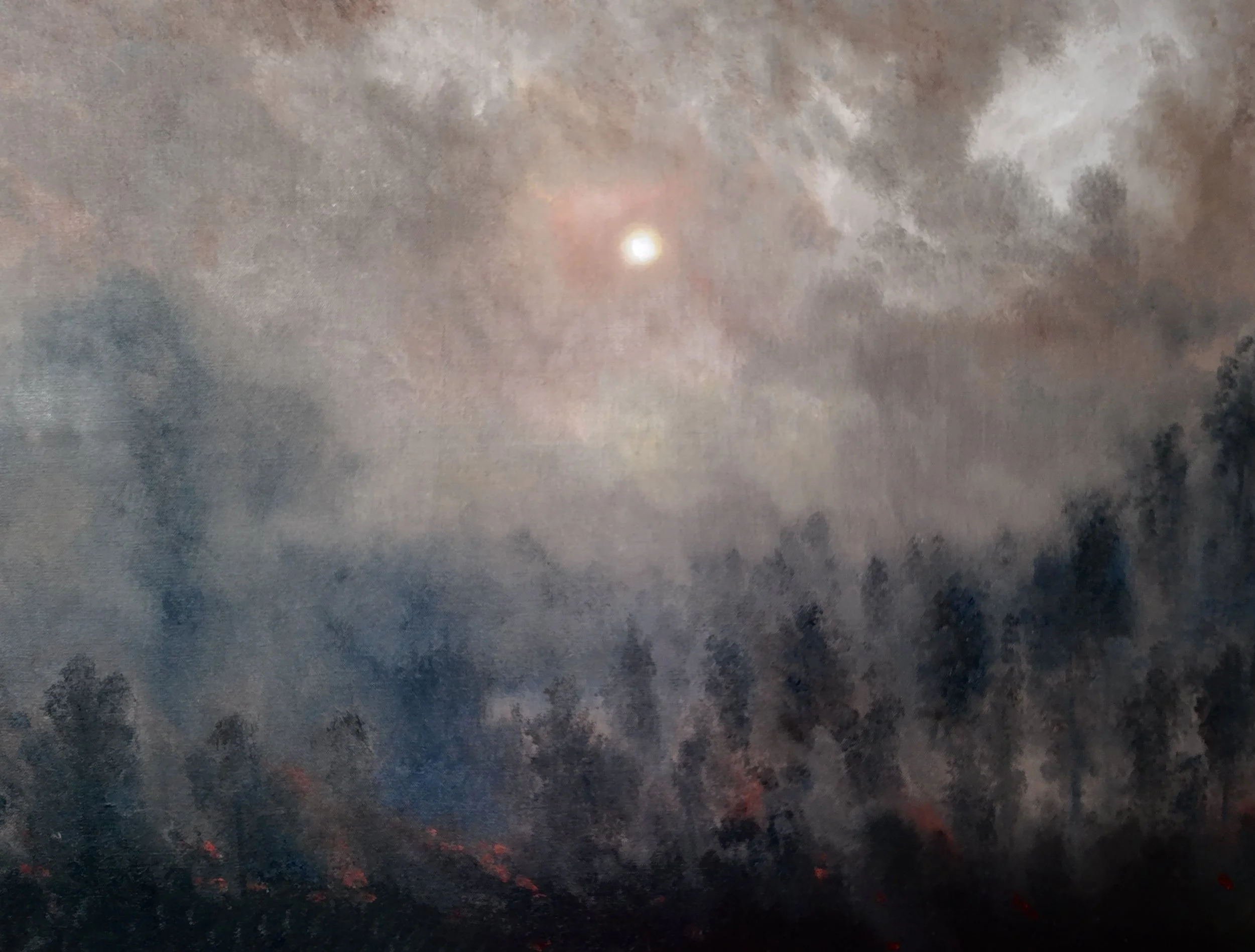  Dans la Fumée, Huile sur toile, 89 x 116 cm 