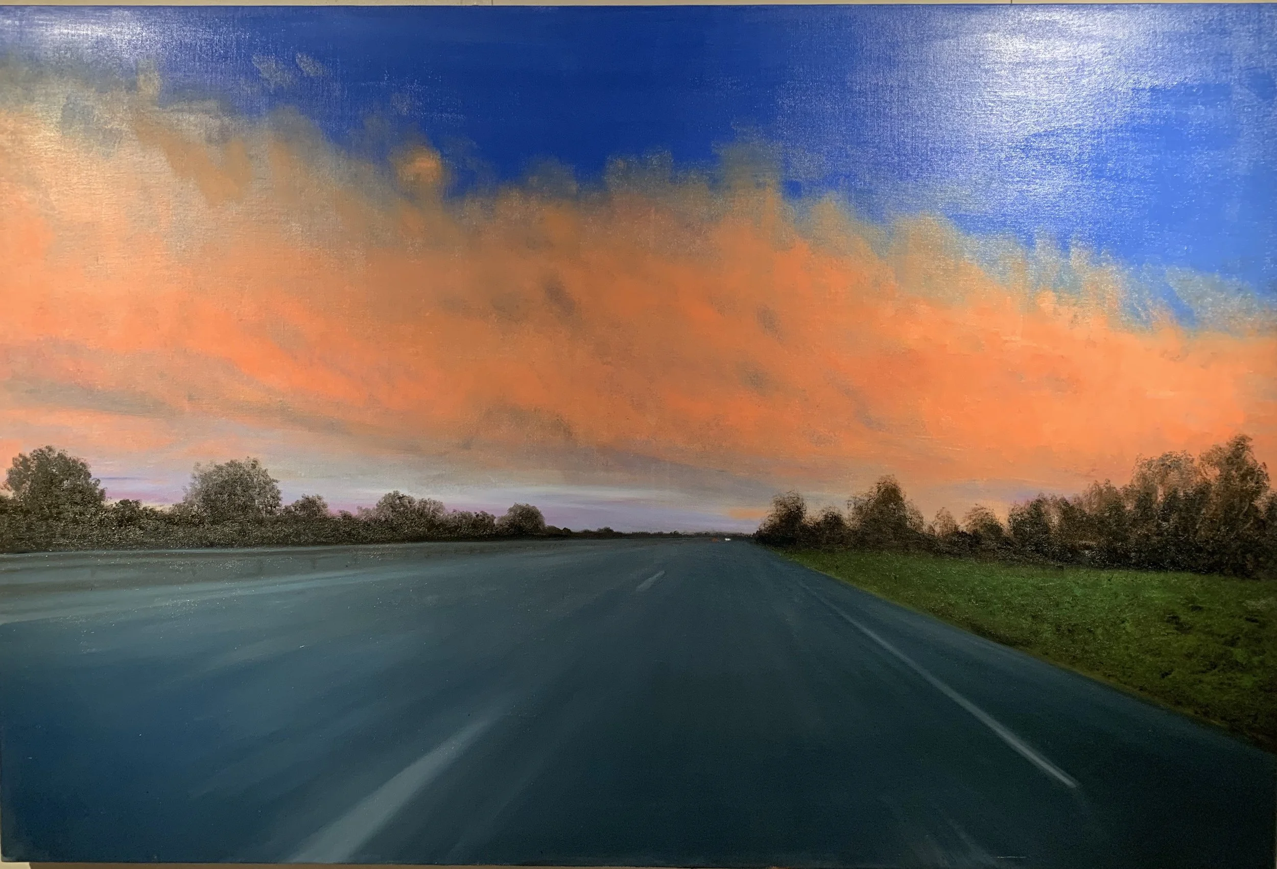  Autoroute Bourgogne  Huile sur Toile 130 × 195 cm 