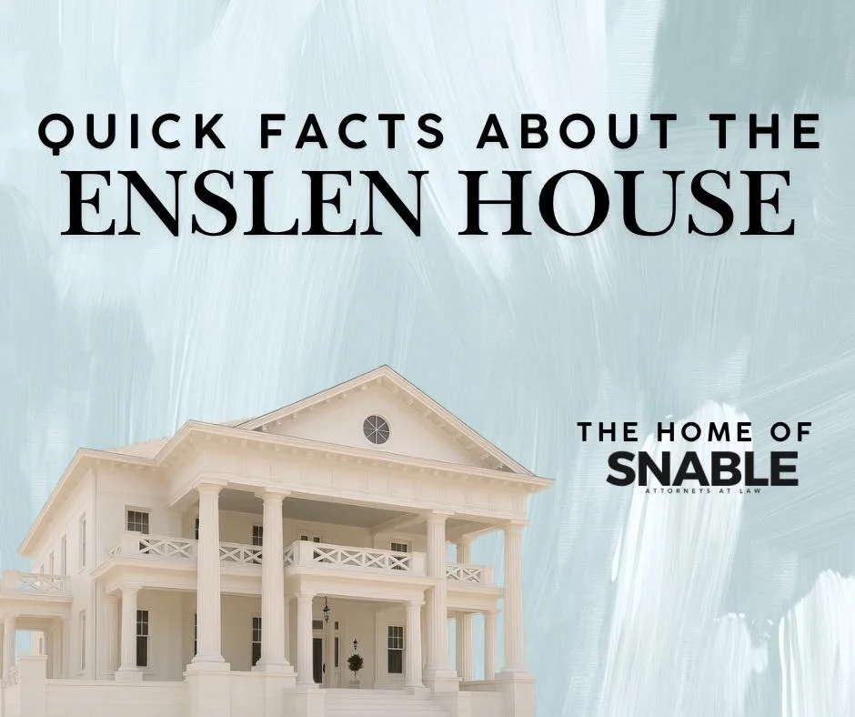 Check out these quick facts about the headquarters of Snable Law! The Enslen House is a Highland Park treasure! 

#highlandpark #snablelaw #theenslenhouse #birminghamal