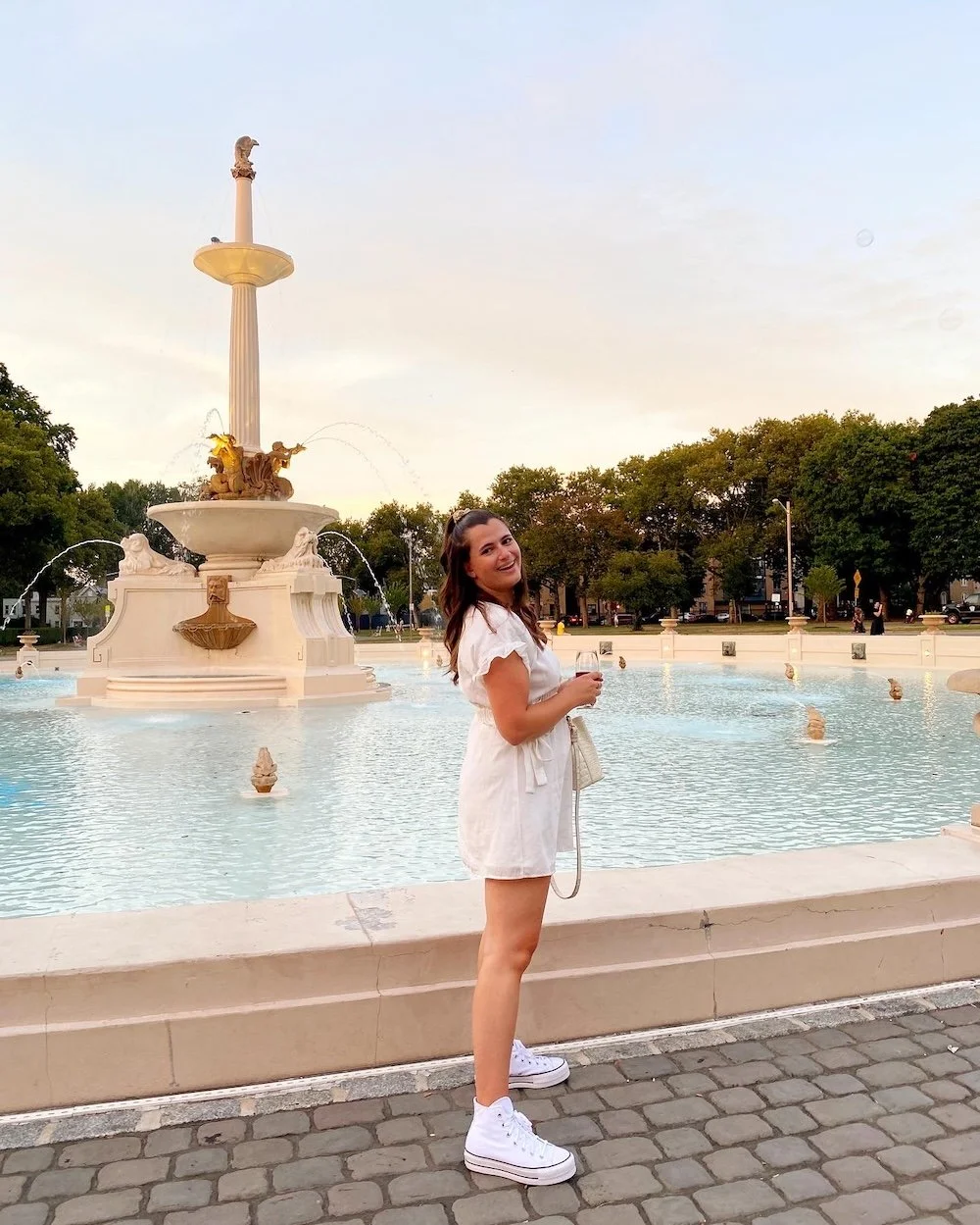 Austen wearing Little White Linen Dress and Sneakers