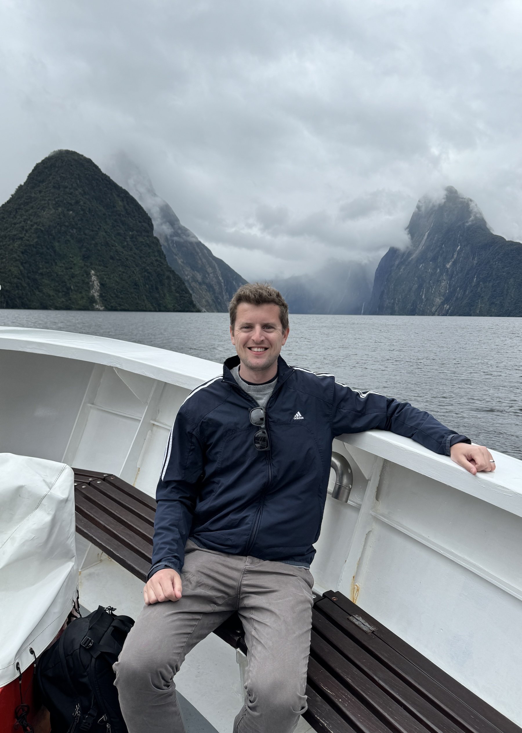 man on a boat during a Milford Sound day tour