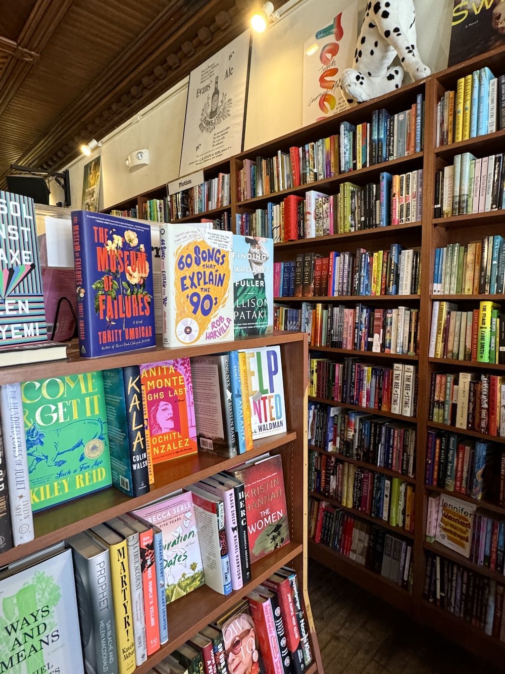 books on display at Spotty Dog Books &amp; Ale