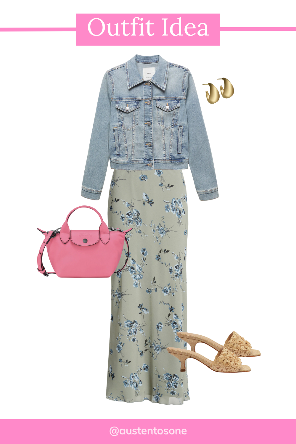 Keep Calm and Chiffon Blogger Austen Tosone Styling tips: denim jacket and floral dress