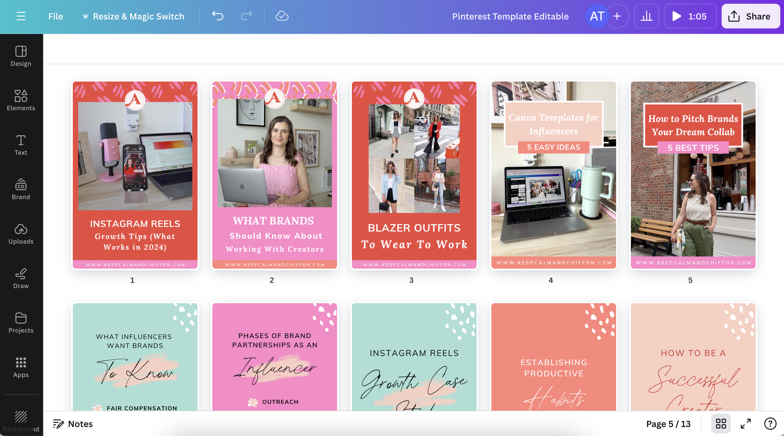 Keep Calm and Chiffon Blogger Austen Tosone shares Getting Started on Pinterest in 2024 - canva templates on Pinterest