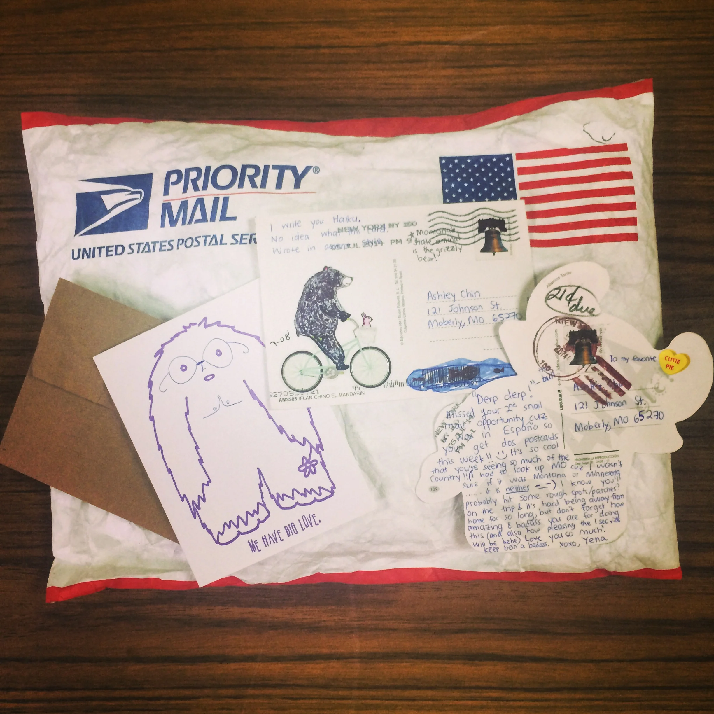 Mail from Mom/Dad, Yena, and Michael!