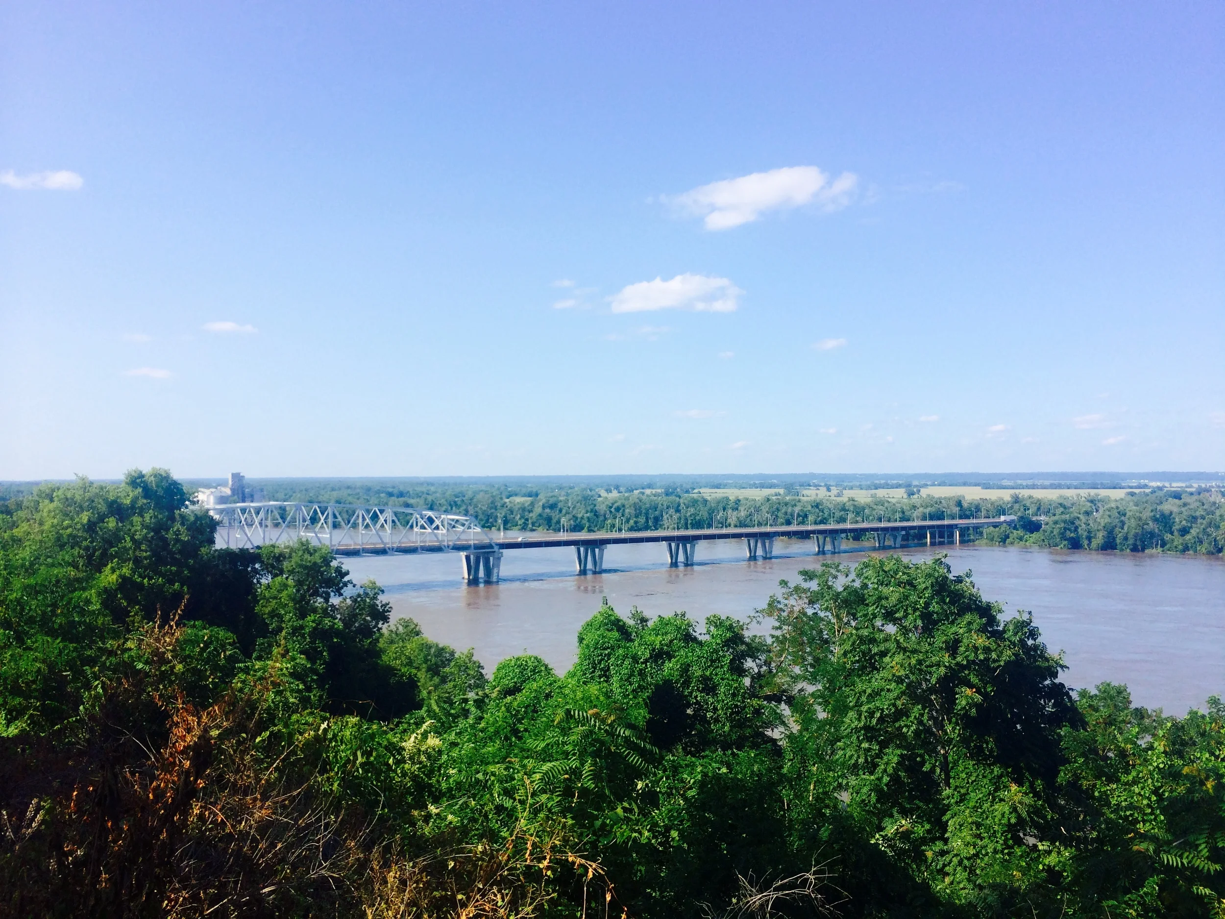 A view from the Mark Twain Memorial Lighthouse of the bridges we rode on to cross the Mississippi River