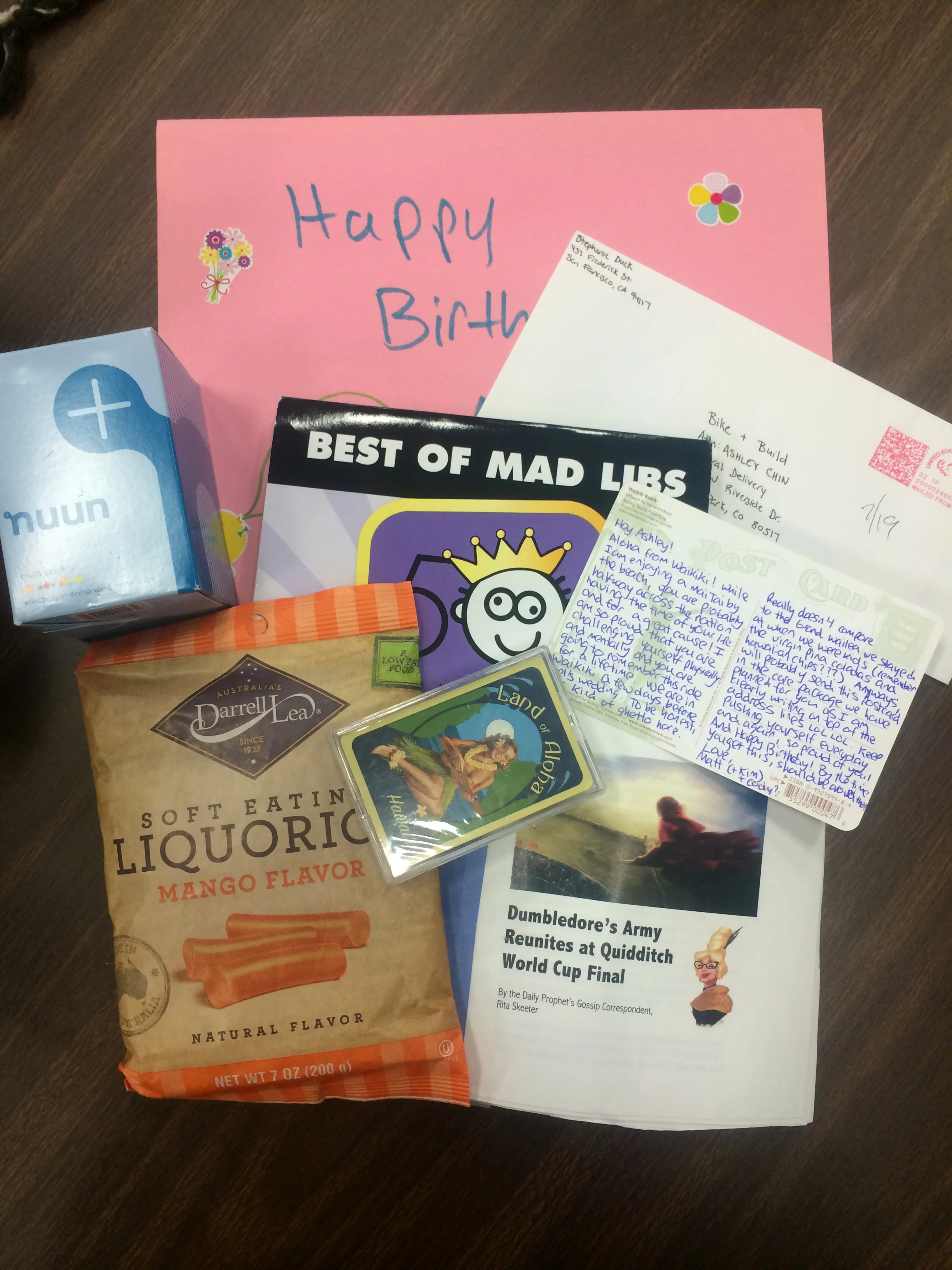 The best care package from Matthew and Kim, and a letter from Stephanie! :)