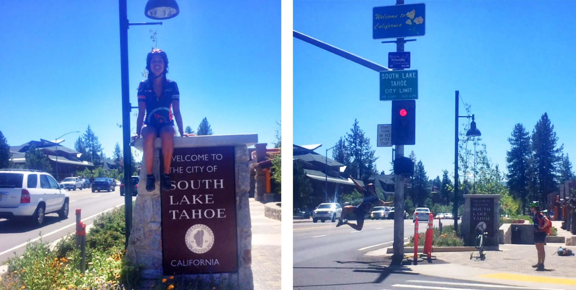 I was wondering why I couldn't remember the California state sign - because it's so underwhelming! I had to do a jumping pic though for our last state!