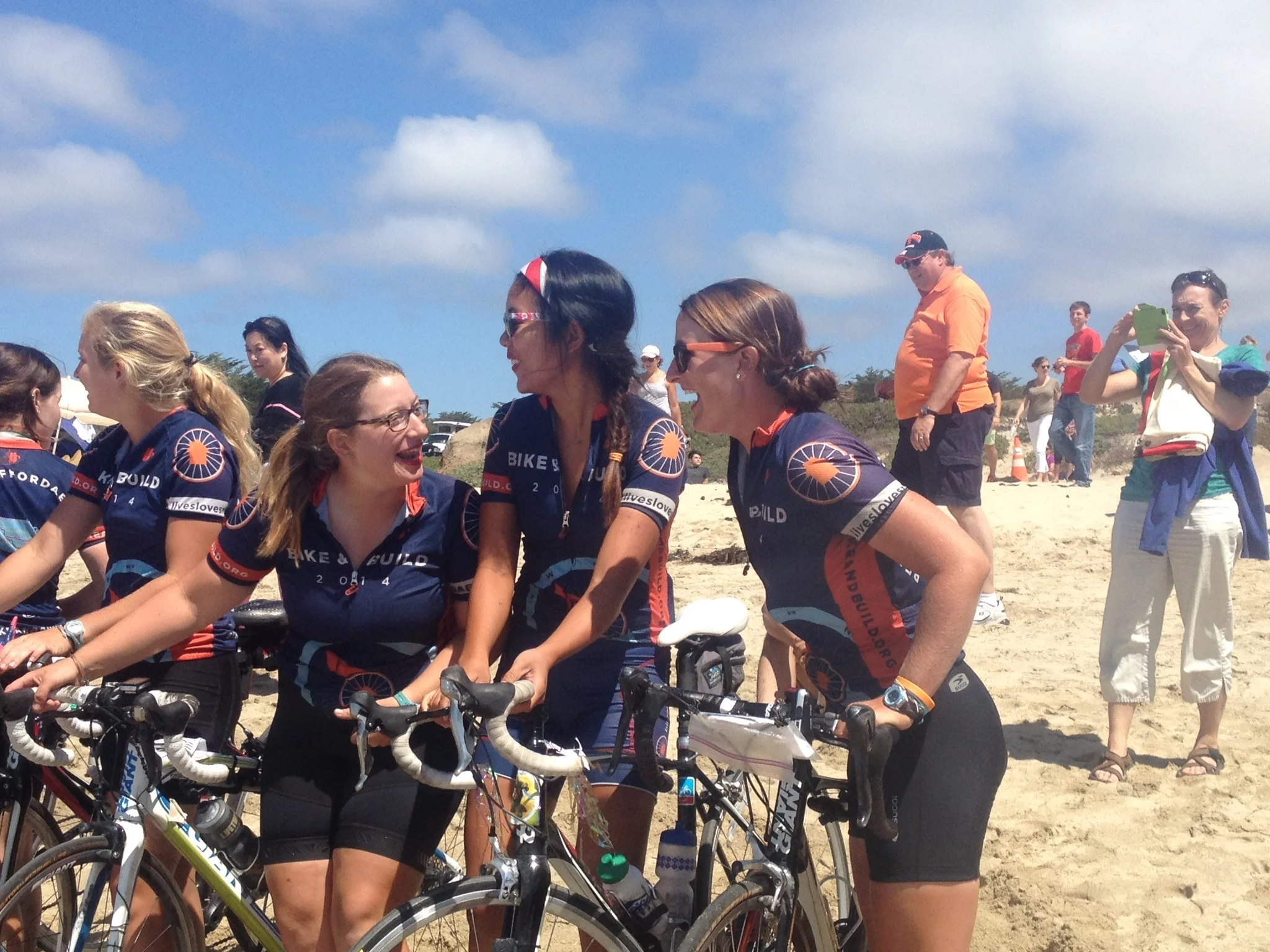 Sarah, Kaitlyn and I were probably speaking in British accents - excited to run into the Ocean!