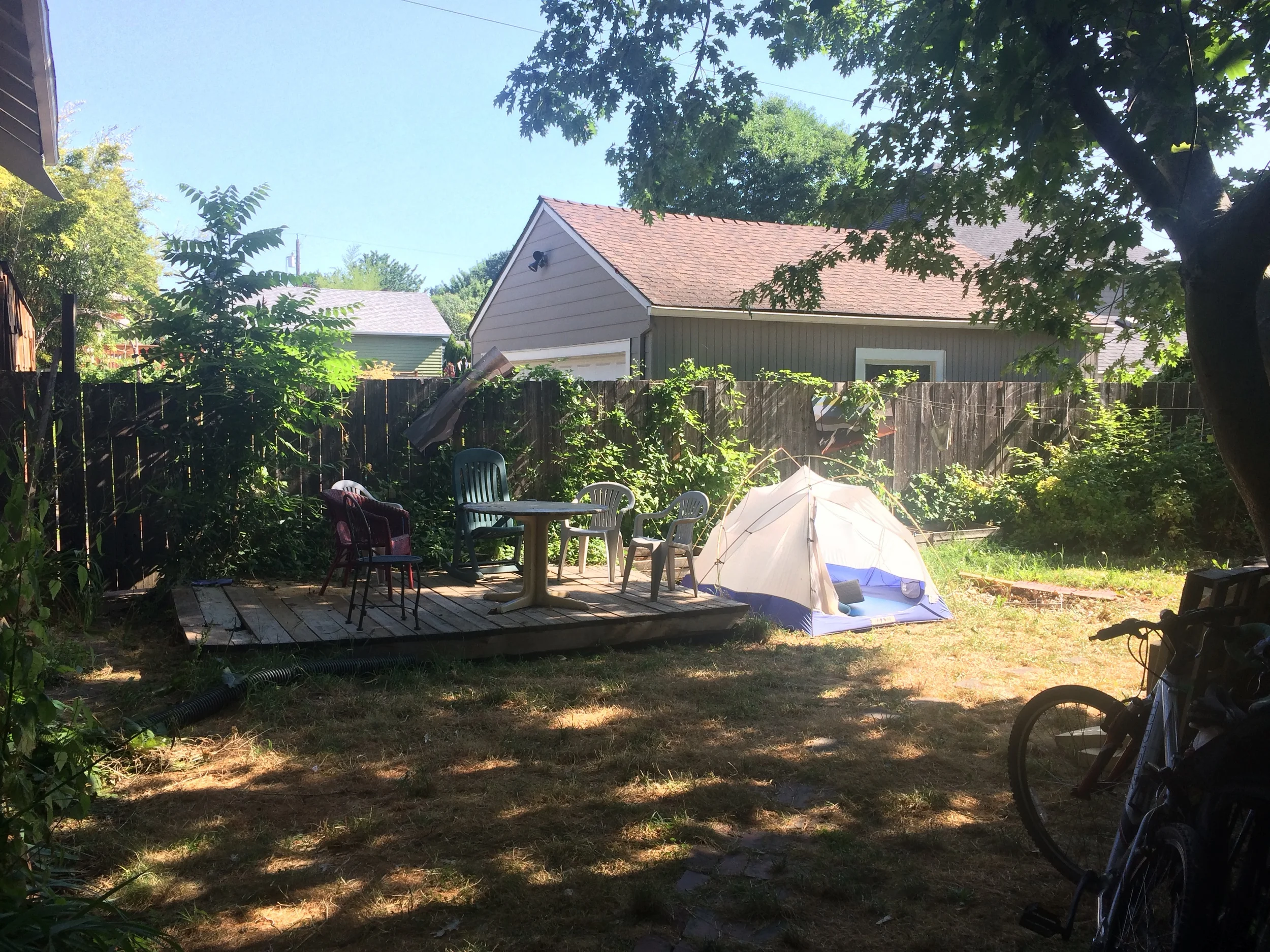 Our Airbnb tent in someone's backyard!