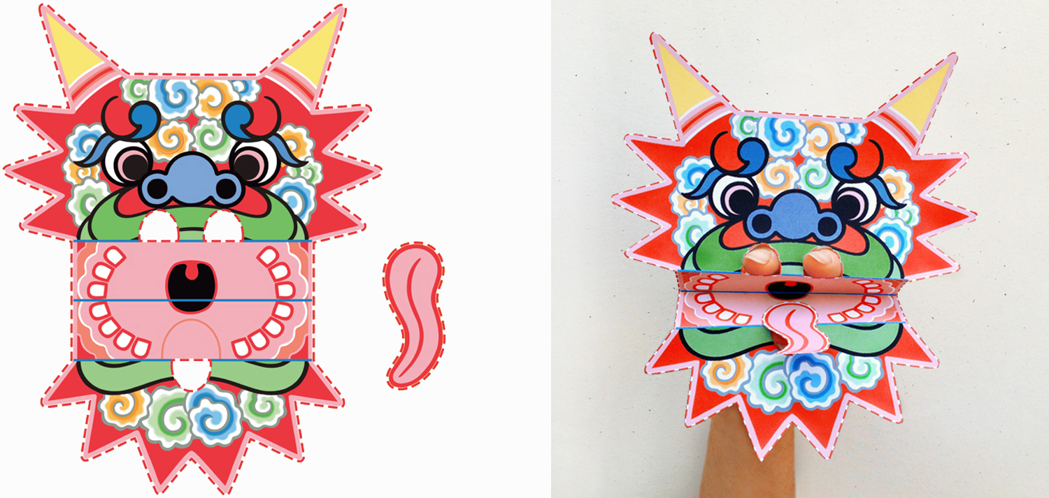 Paper dragon puppet pattern