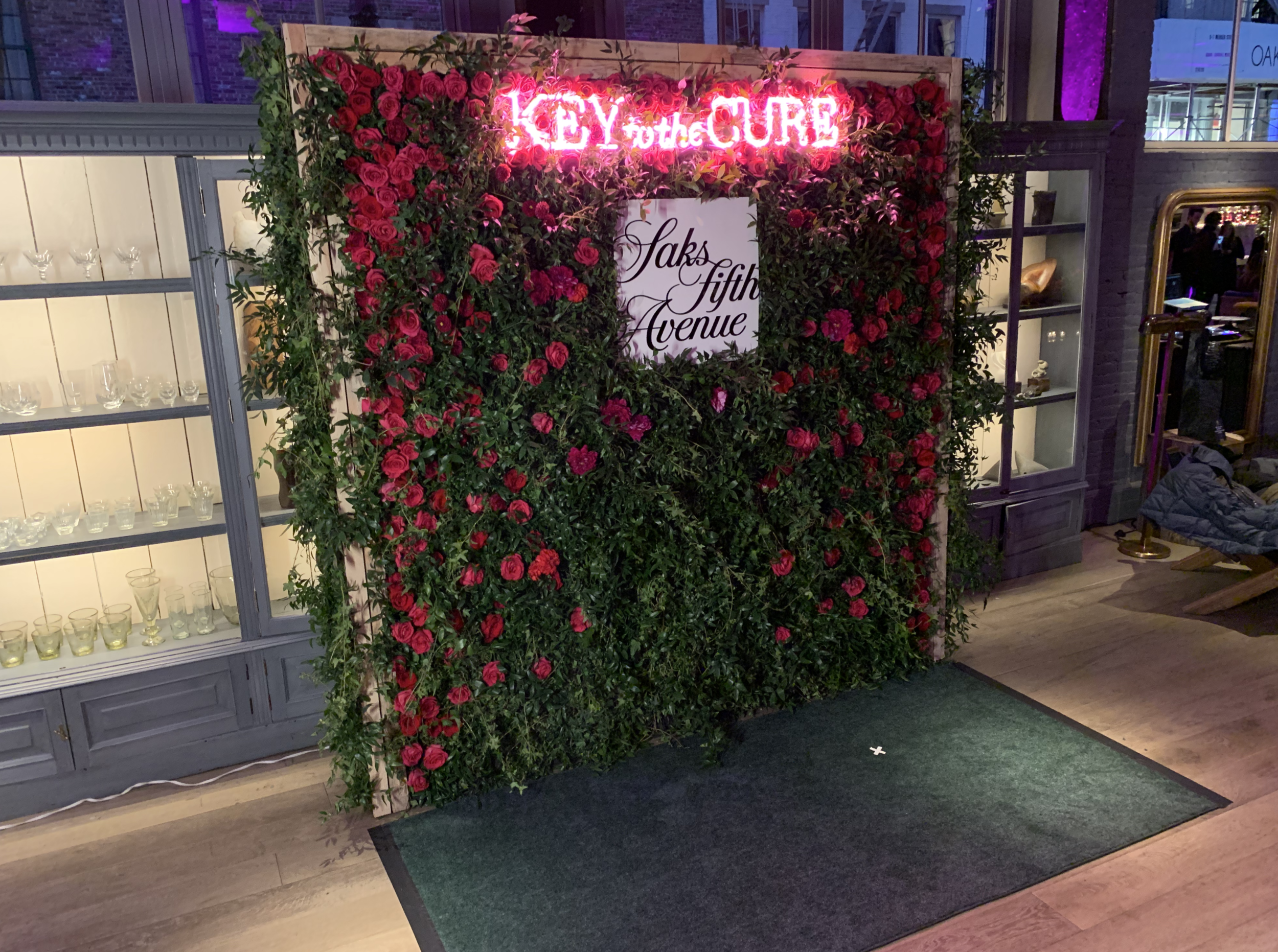 Key to the Cure Flower Wall designed by The Firm Event Design